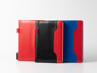 Carnets en cuir patchwork, boucle à stylo, couleur contrastée, pochette pour documents, 80 pages lignées